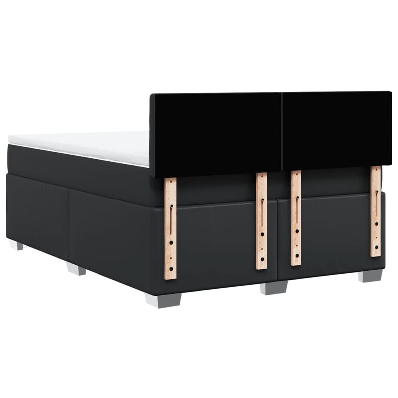 vidaXL Box Spring Bed with Mattress Black Queen Faux Leather