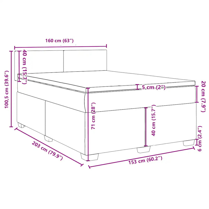 Box Spring Bed with Mattress Dark Grey Queen Velvet