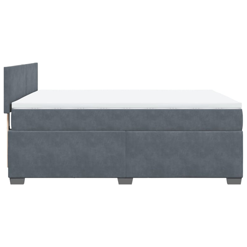 vidaXL Box Spring Bed with Mattress Dark Grey Queen Velvet