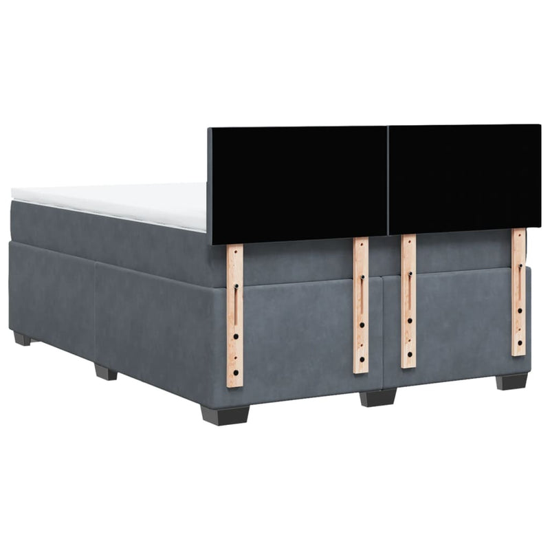 vidaXL Box Spring Bed with Mattress Dark Grey Queen Velvet