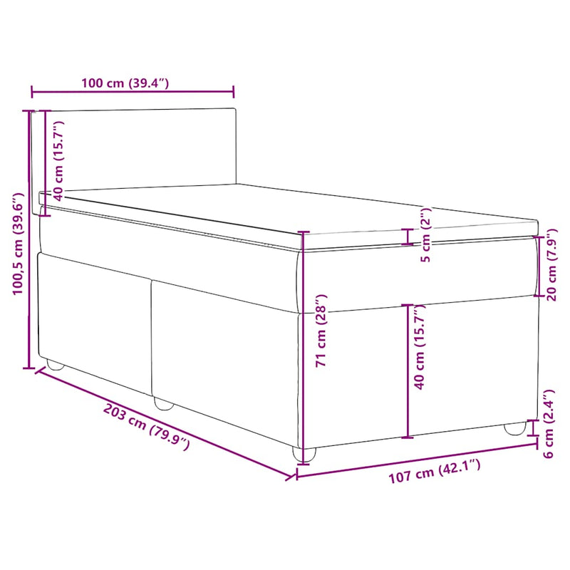 vidaXL Box Spring Bed with Mattress Dark Grey King Single Fabric