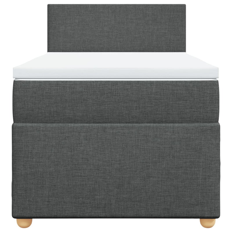 vidaXL Box Spring Bed with Mattress Dark Grey King Single Fabric