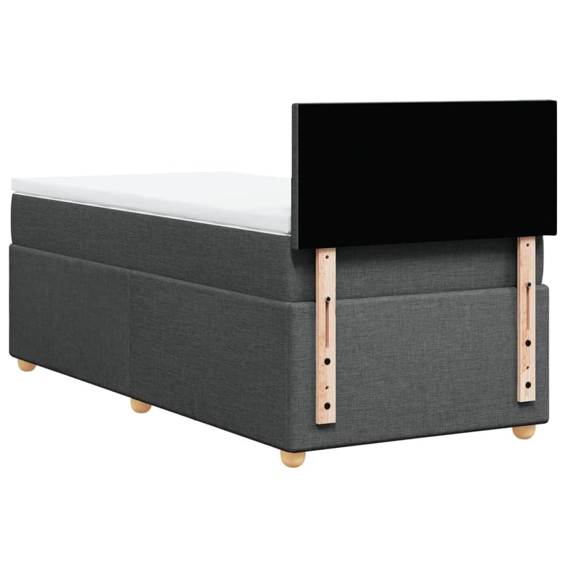 vidaXL Box Spring Bed with Mattress Dark Grey King Single Fabric