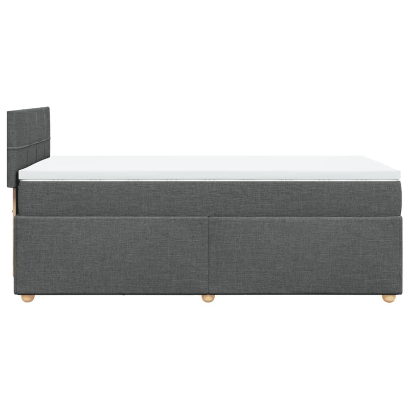 vidaXL Box Spring Bed with Mattress Dark Grey King Single Fabric