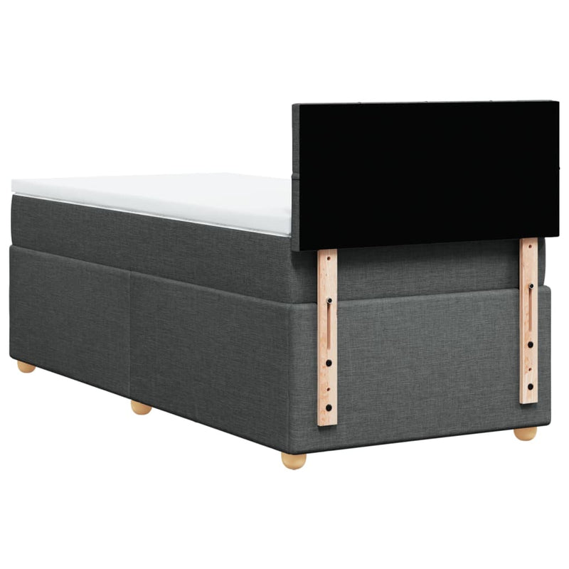 vidaXL Box Spring Bed with Mattress Dark Grey King Single Fabric