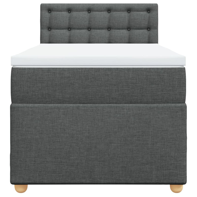 vidaXL Box Spring Bed with Mattress Dark Grey King Single Fabric