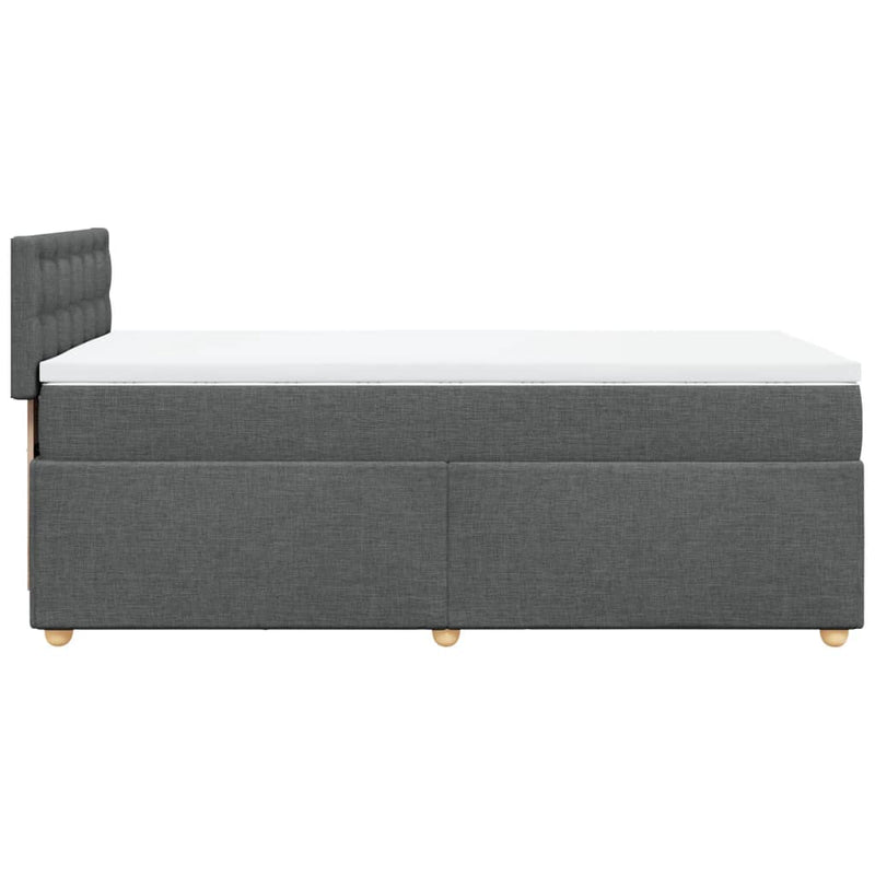 vidaXL Box Spring Bed with Mattress Dark Grey King Single Fabric