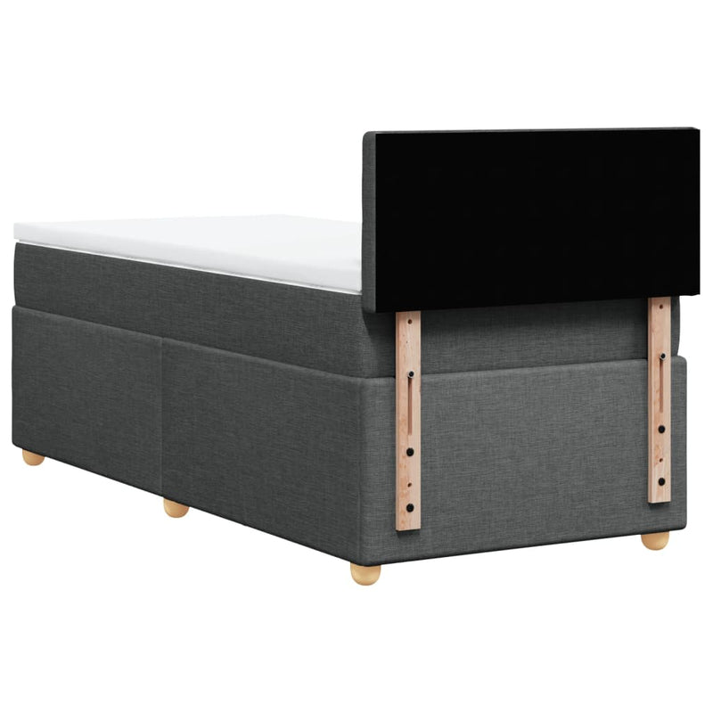 vidaXL Box Spring Bed with Mattress Dark Grey King Single Fabric
