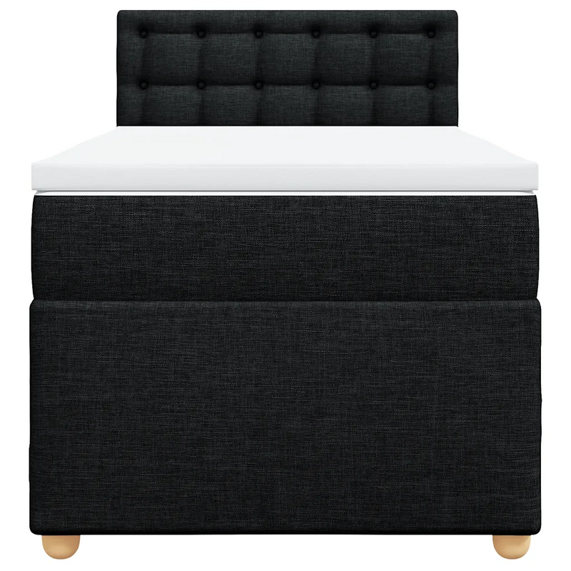 Box Spring Bed with Mattress Black King Single Fabric