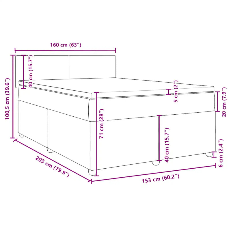 Box Spring Bed with Mattress Dark Grey Queen Fabric
