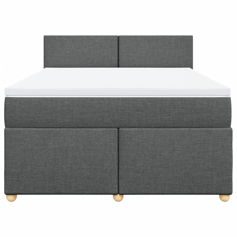 vidaXL Box Spring Bed with Mattress Dark Grey Queen Fabric