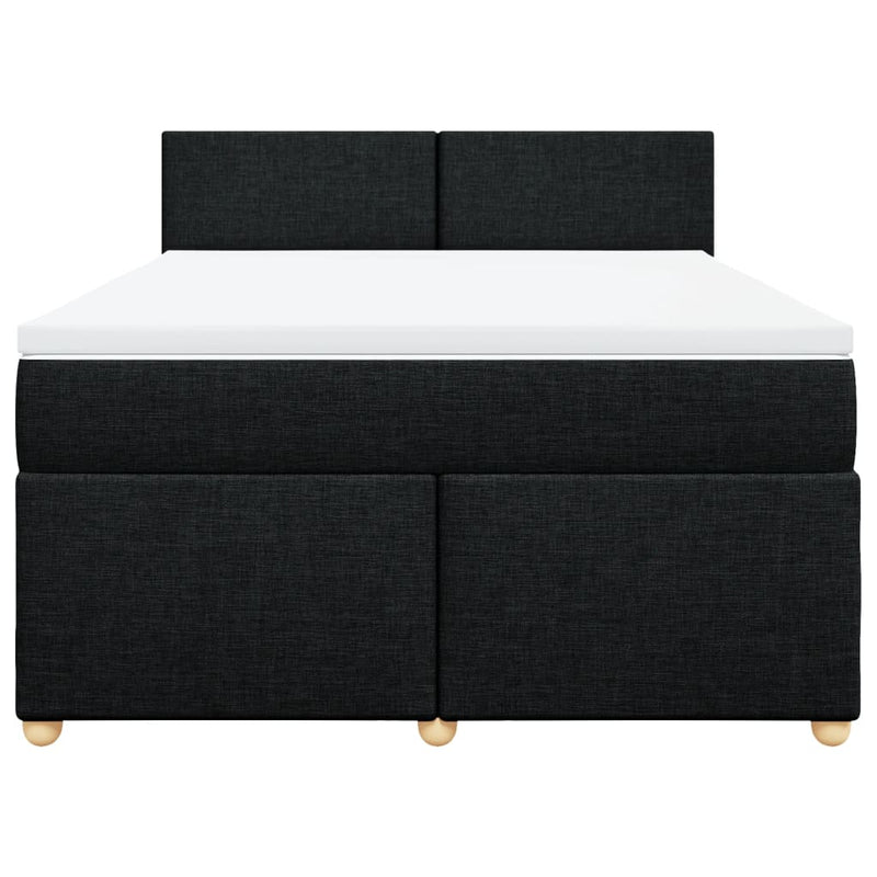 vidaXL Box Spring Bed with Mattress Black Queen Fabric