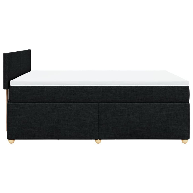 vidaXL Box Spring Bed with Mattress Black Queen Fabric