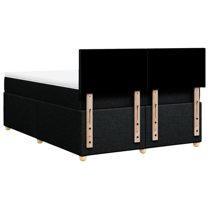 vidaXL Box Spring Bed with Mattress Black Queen Fabric