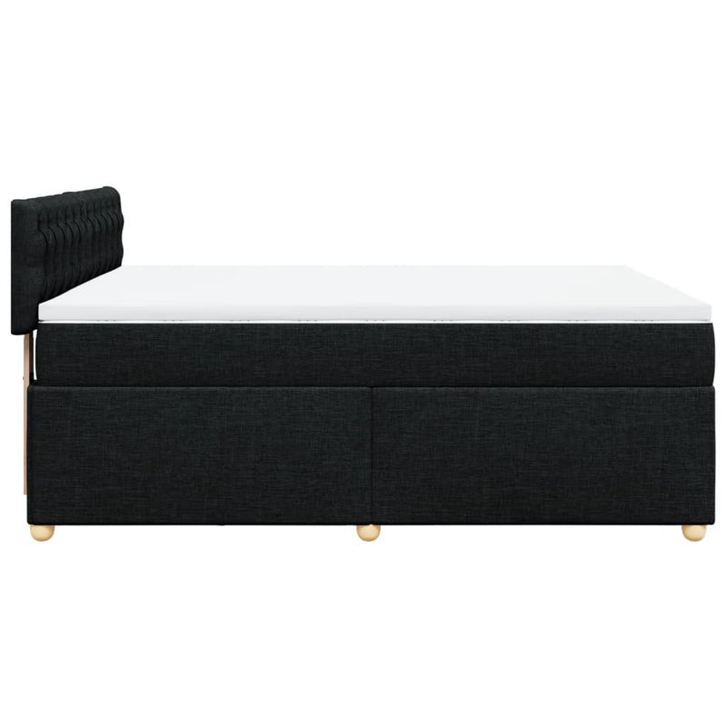 vidaXL Box Spring Bed with Mattress Black Queen Fabric