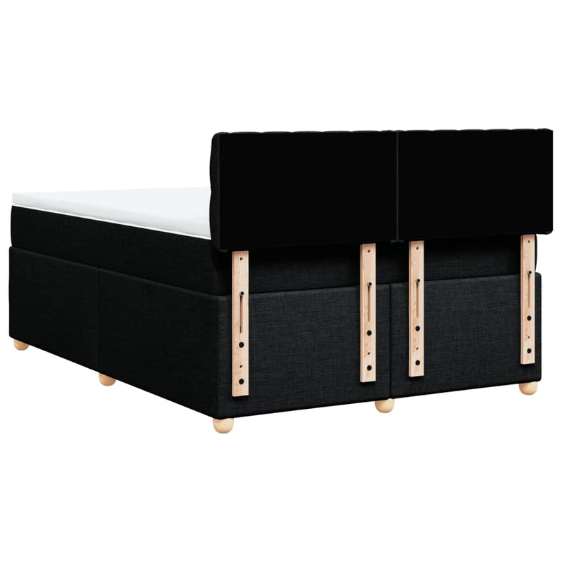 vidaXL Box Spring Bed with Mattress Black Queen Fabric