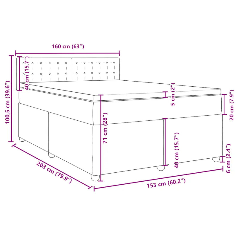 Box Spring Bed with Mattress Dark Grey Queen Fabric