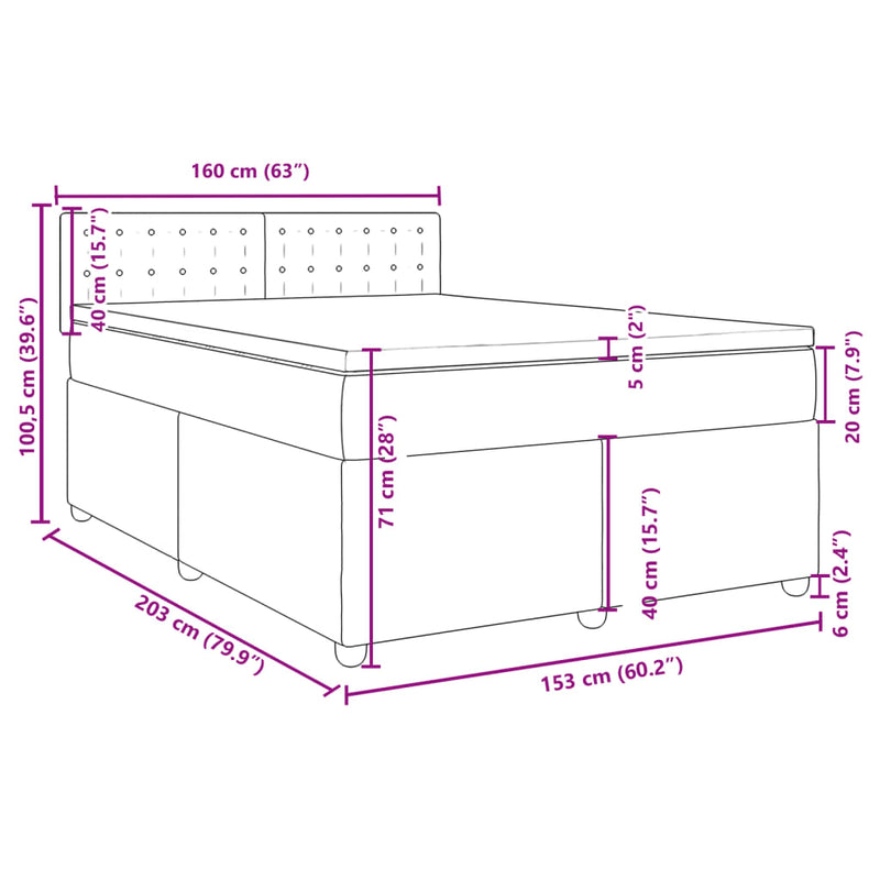 vidaXL Box Spring Bed with Mattress Dark Grey Queen Fabric