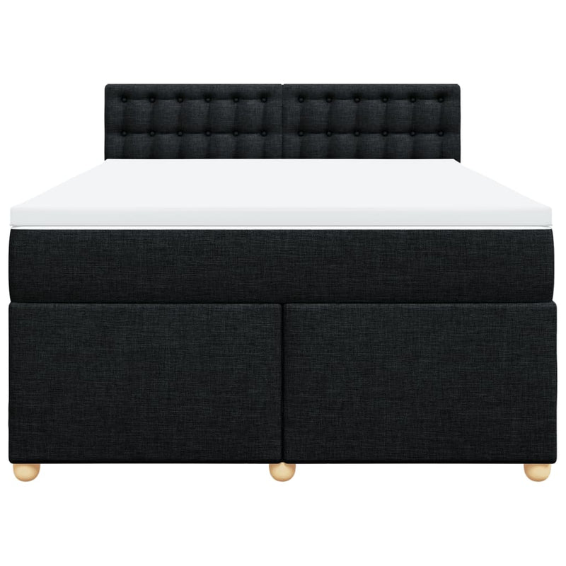 vidaXL Box Spring Bed with Mattress Black Queen Fabric