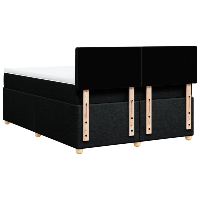 vidaXL Box Spring Bed with Mattress Black Queen Fabric
