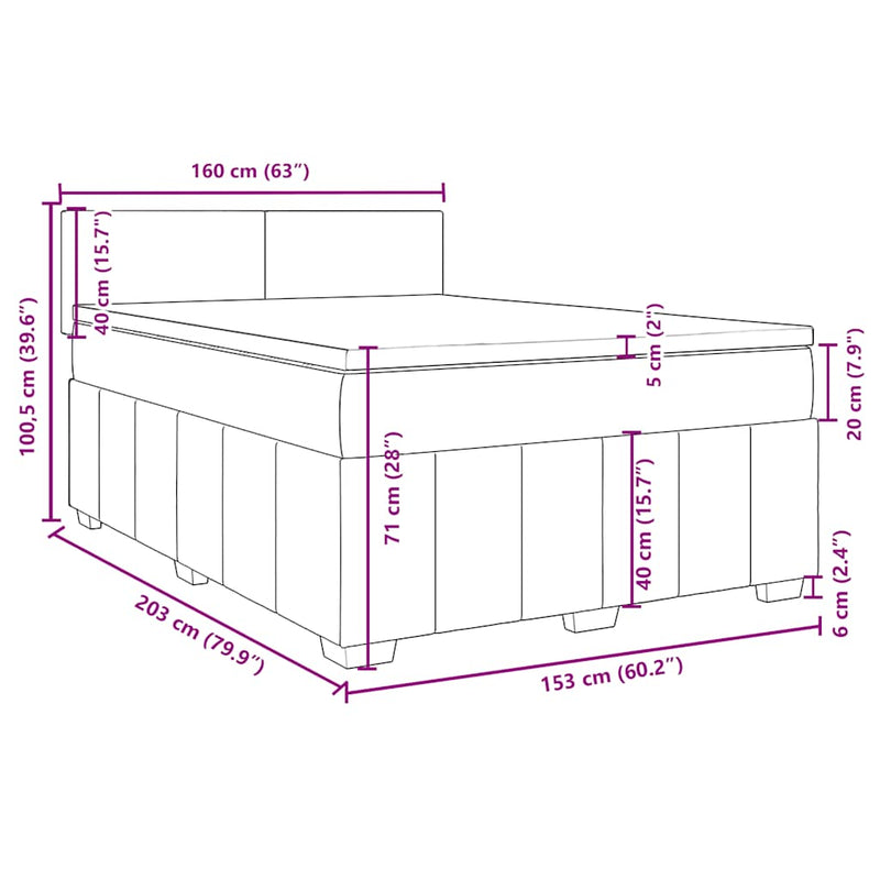 vidaXL Box Spring Bed with Mattress Black Queen Fabric