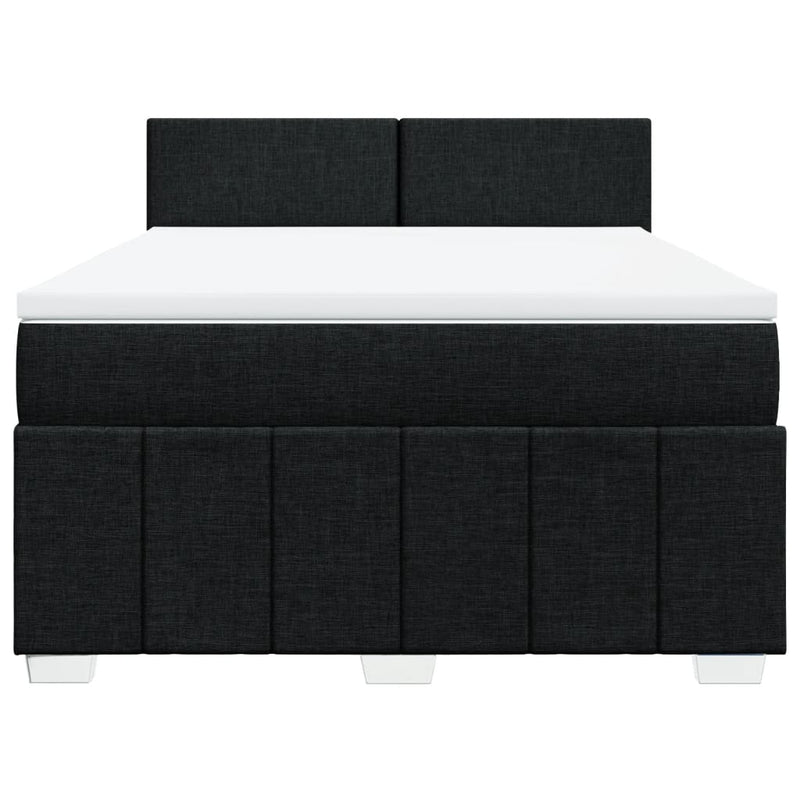 vidaXL Box Spring Bed with Mattress Black Queen Fabric