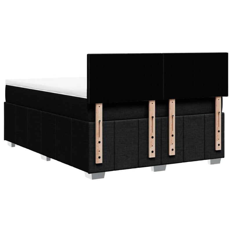 vidaXL Box Spring Bed with Mattress Black Queen Fabric