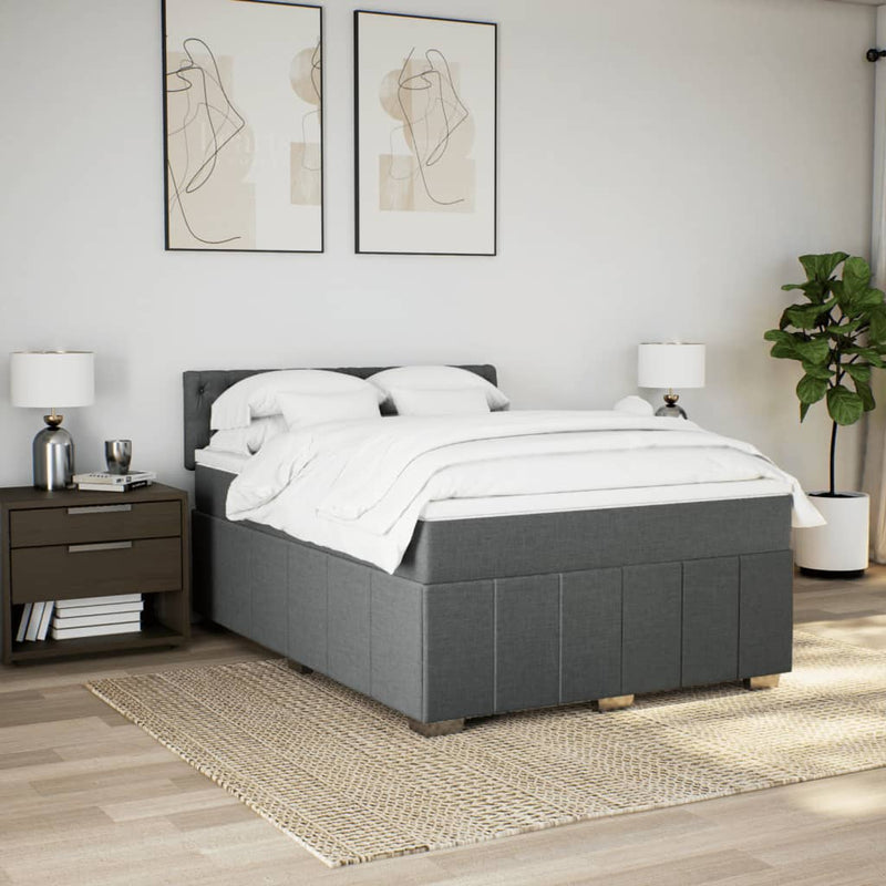 vidaXL Box Spring Bed with Mattress Black Queen Fabric