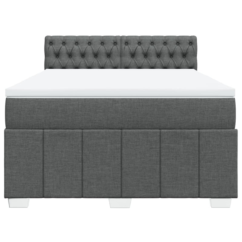 vidaXL Box Spring Bed with Mattress Black Queen Fabric