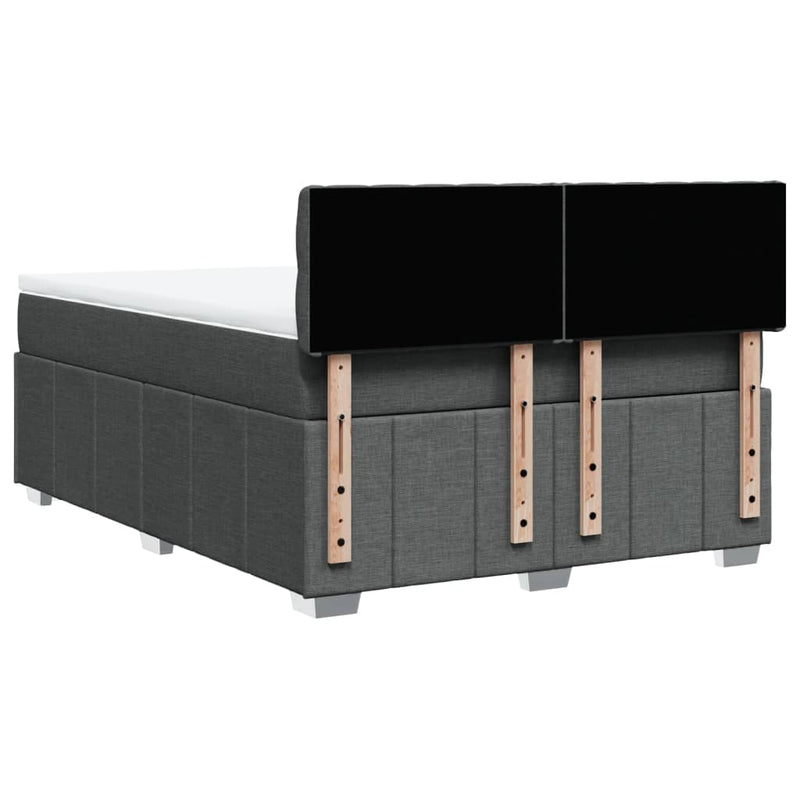 vidaXL Box Spring Bed with Mattress Black Queen Fabric
