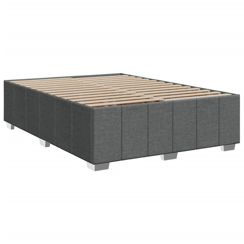 vidaXL Box Spring Bed with Mattress Black Queen Fabric