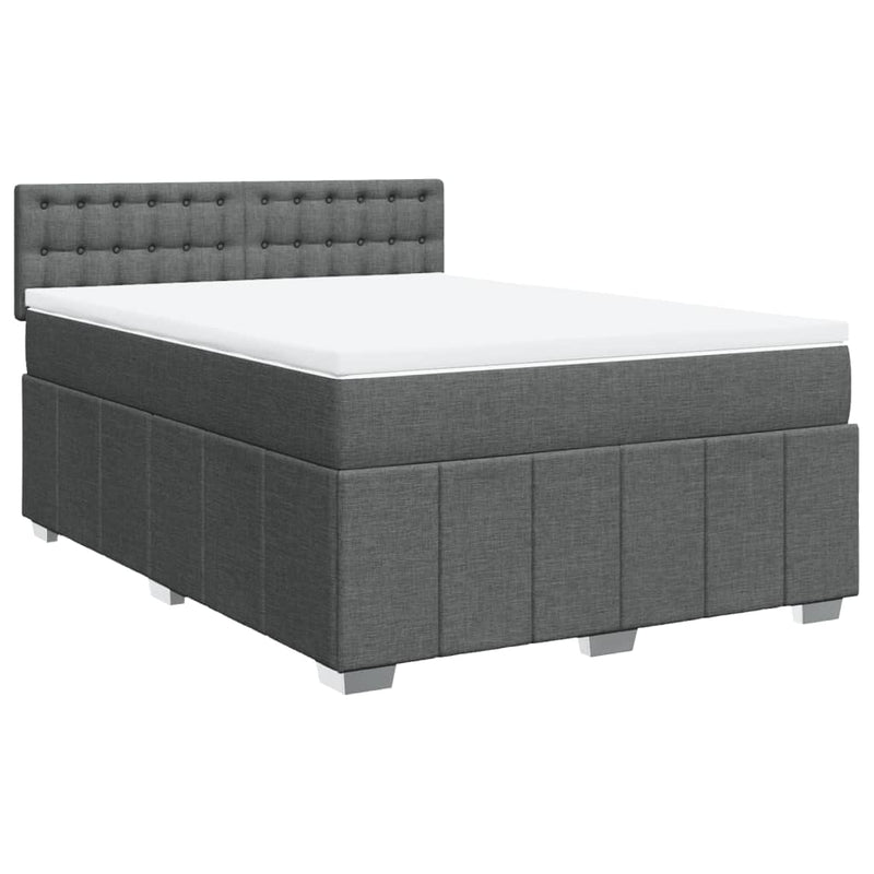 vidaXL Box Spring Bed with Mattress Black Queen Fabric