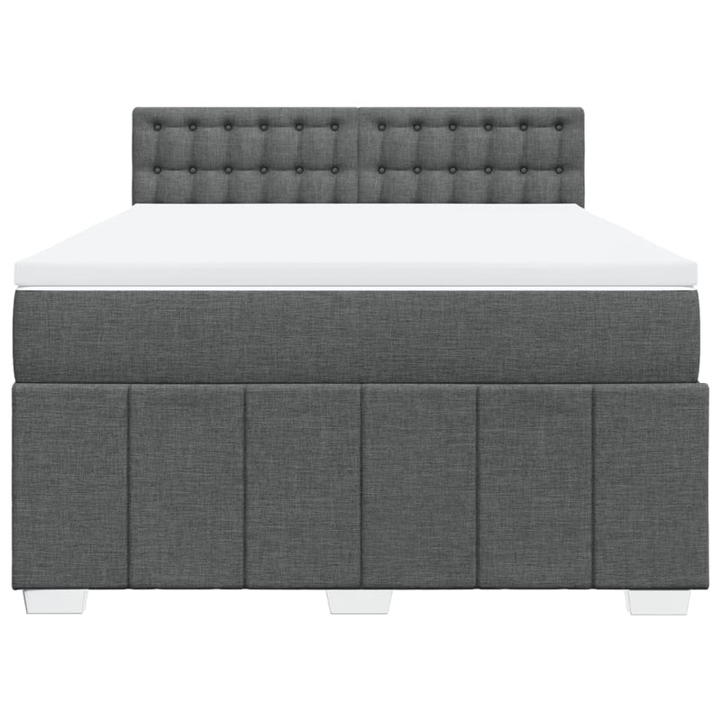 vidaXL Box Spring Bed with Mattress Black Queen Fabric