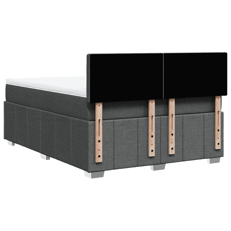 vidaXL Box Spring Bed with Mattress Black Queen Fabric