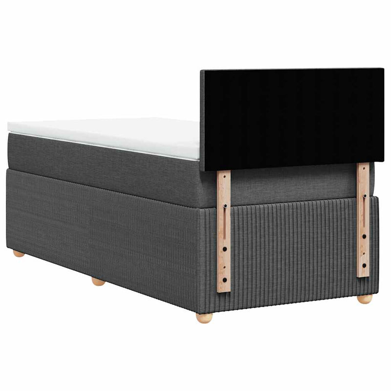 vidaXL Box Spring Bed with Mattress Dark Grey King Single Fabric