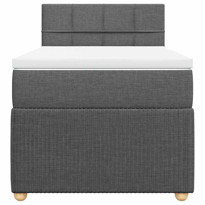 vidaXL Box Spring Bed with Mattress Dark Grey King Single Fabric