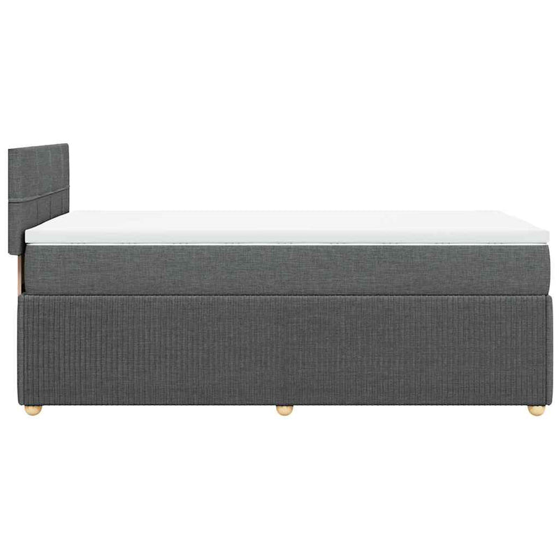 vidaXL Box Spring Bed with Mattress Dark Grey King Single Fabric