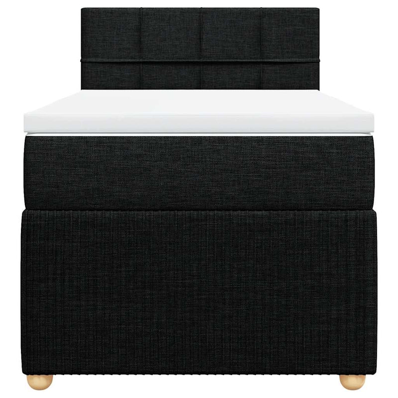 Box Spring Bed with Mattress Black King Single Fabric