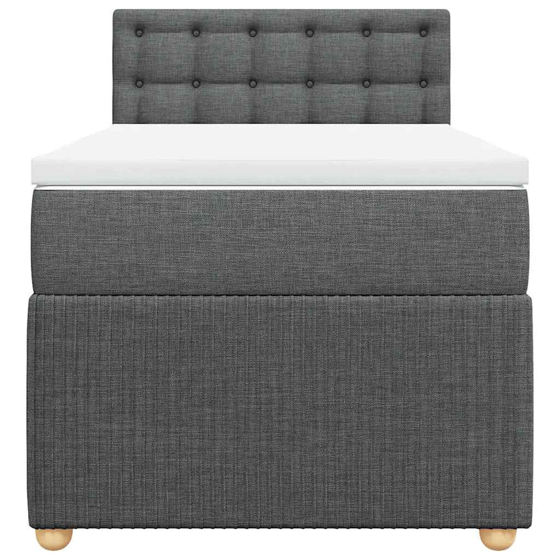 vidaXL Box Spring Bed with Mattress Dark Grey King Single Fabric