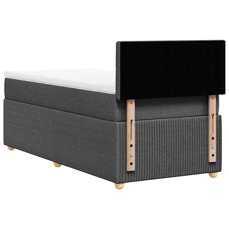 vidaXL Box Spring Bed with Mattress Dark Grey King Single Fabric