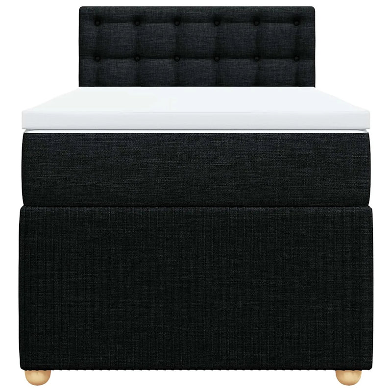 Box Spring Bed with Mattress Black King Single Fabric