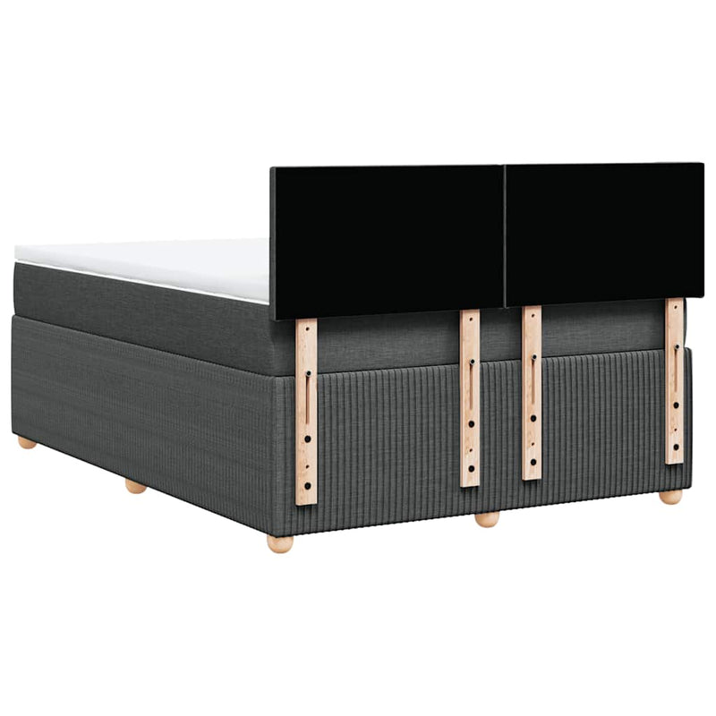 vidaXL Box Spring Bed with Mattress Dark Grey Queen Fabric