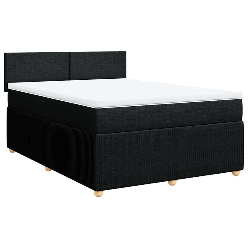 vidaXL Box Spring Bed with Mattress Black Queen Fabric