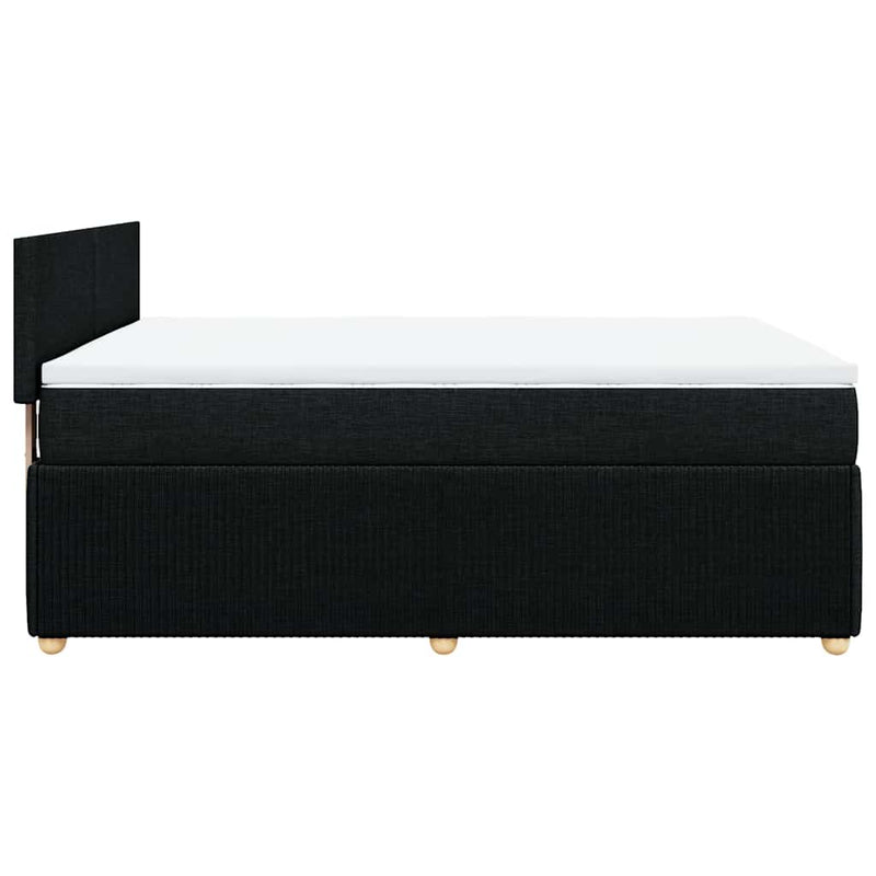 vidaXL Box Spring Bed with Mattress Black Queen Fabric