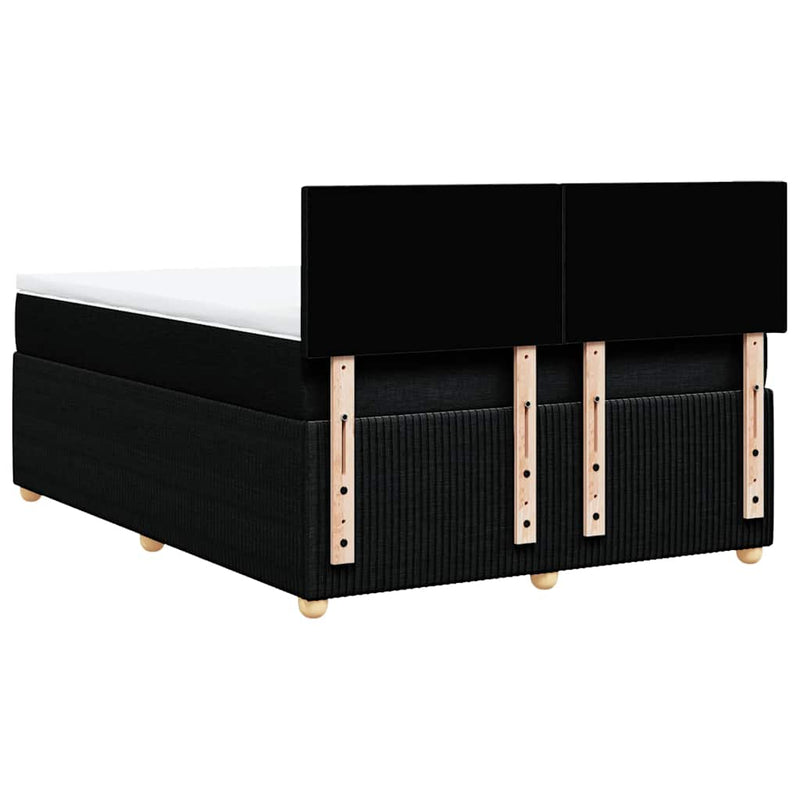 vidaXL Box Spring Bed with Mattress Black Queen Fabric