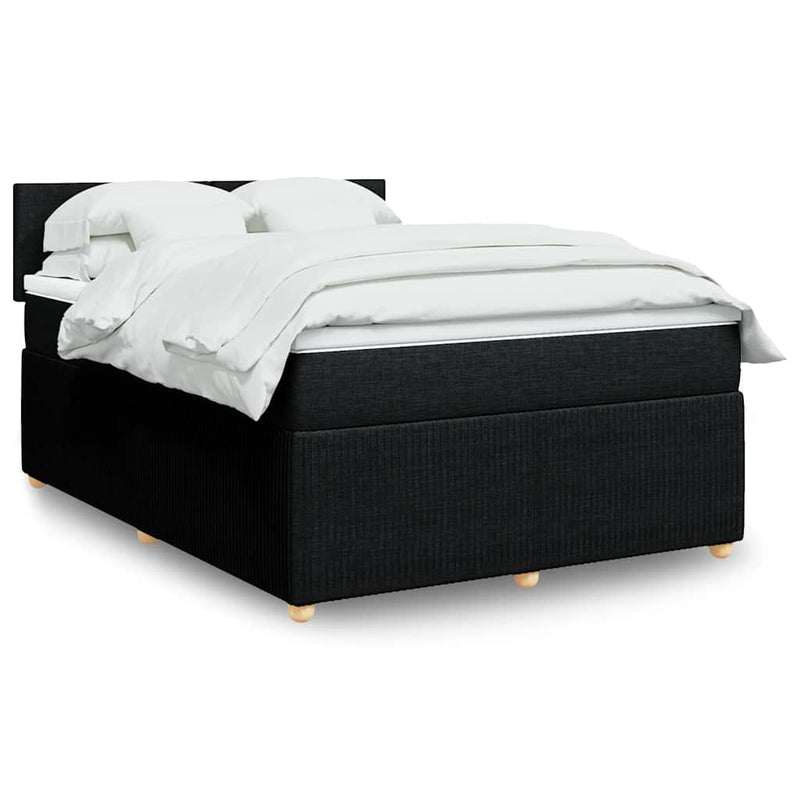 vidaXL Box Spring Bed with Mattress Black Queen Fabric