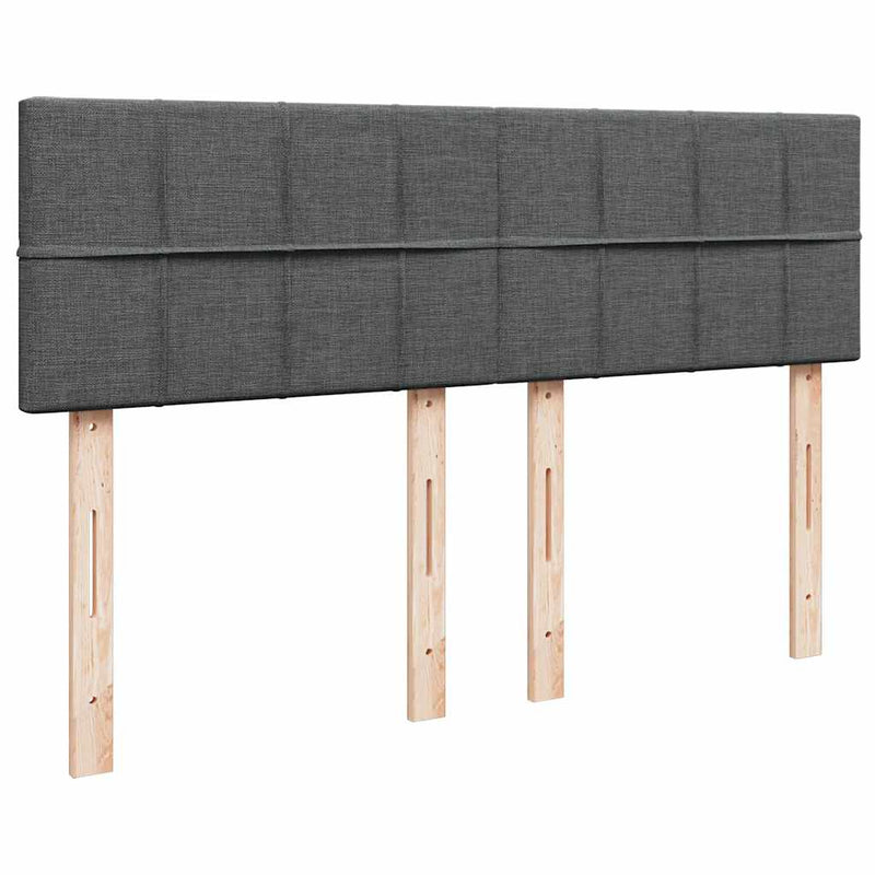 vidaXL Box Spring Bed with Mattress Dark Grey Queen Fabric