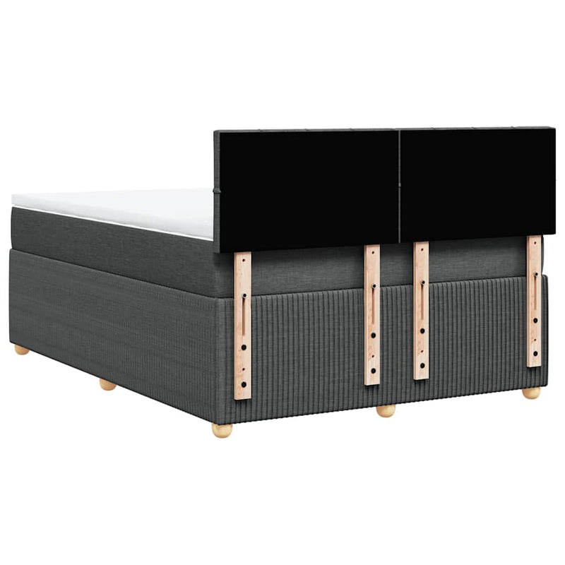 vidaXL Box Spring Bed with Mattress Dark Grey Queen Fabric