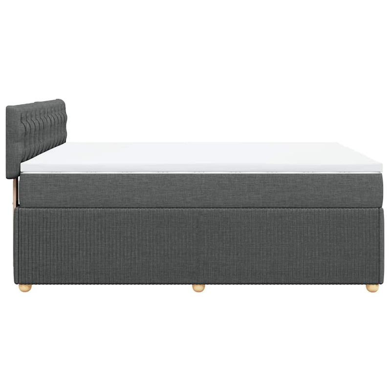 vidaXL Box Spring Bed with Mattress Dark Grey Queen Fabric