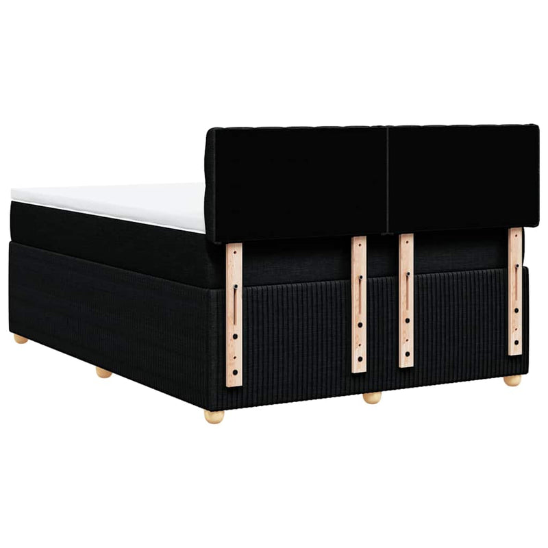 vidaXL Box Spring Bed with Mattress Black Queen Fabric